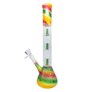 Glass Bong - Candy Rasta with Ice Cathcer & 3x Percolator - 37.5cm